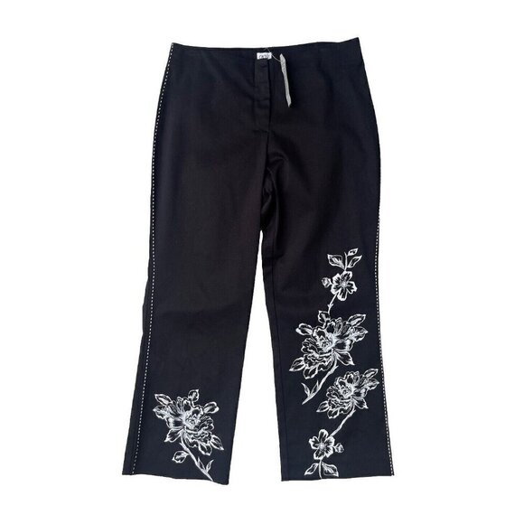 Cache Women's Black Floral Straight Leg Dress Pants Size 8 - Picture 6 of 12